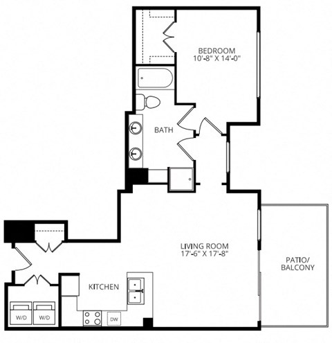 a floor plan of a house with a bedroom and a living room
